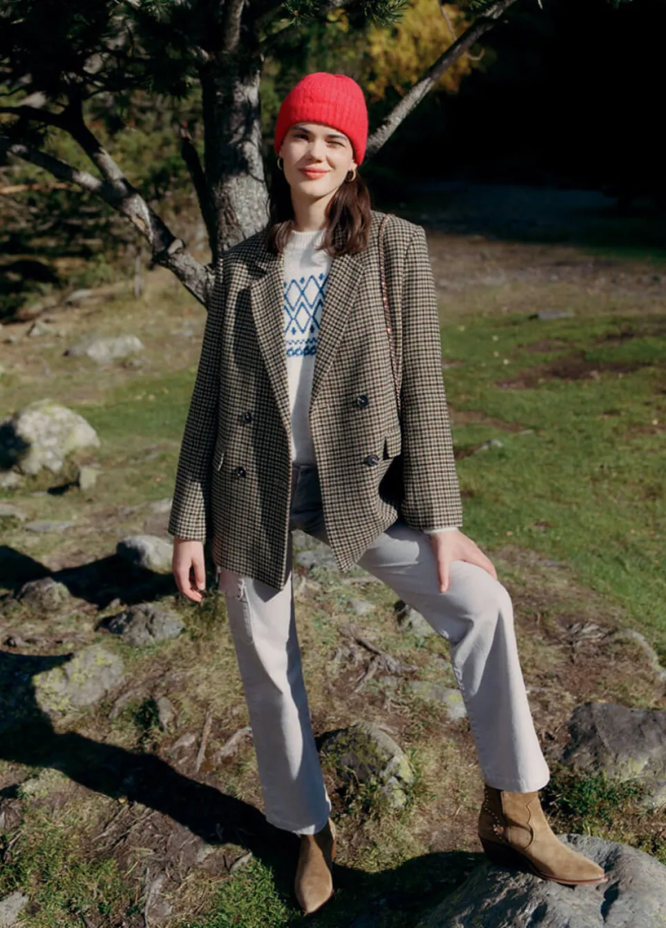 Americana Cruzada Pata De Gallo Con Lana