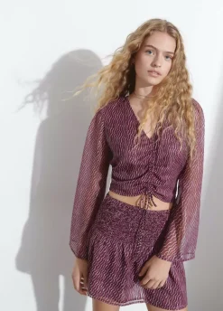 Blusa Mangas Volumen Lace Up