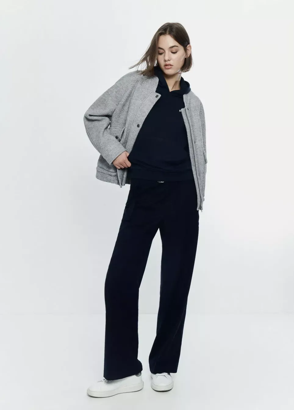 Bomber Bolsillos Delanteros Con Lana