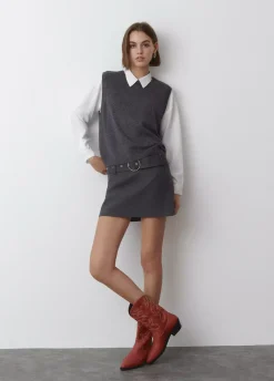 Bota Cowboy Pespuntes Contraste Piel