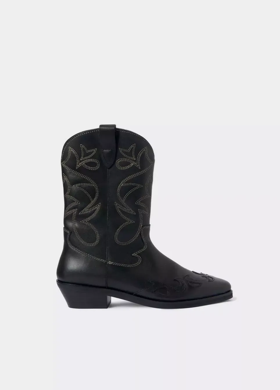 Bota Cowboy Pespuntes Contraste Piel