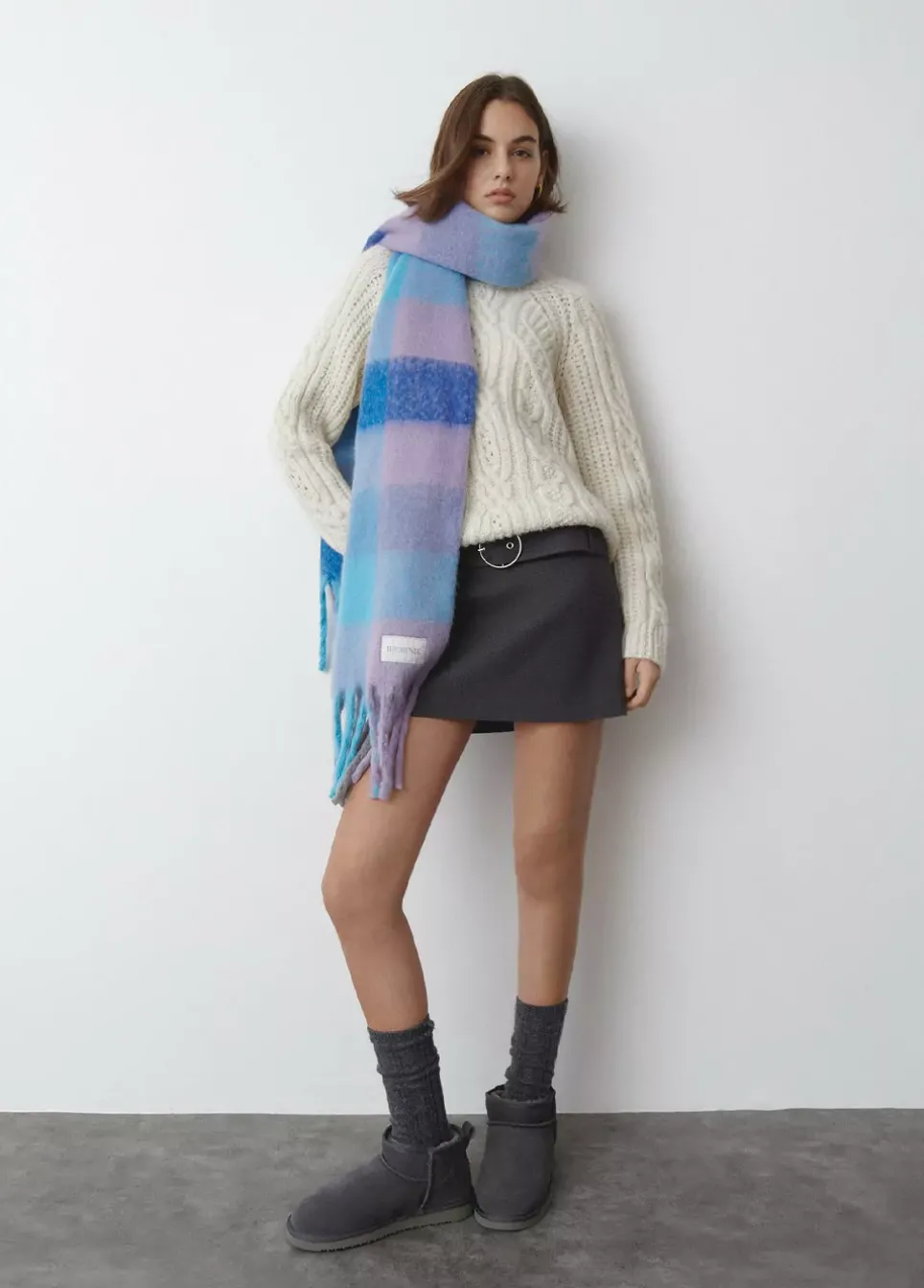 Bufanda Gruesa Cuadros Flecos