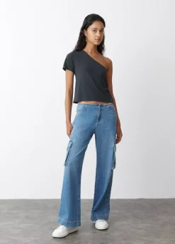 Camiseta Asimetrica Manga Corta Antracita