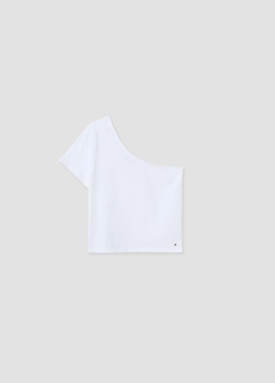 Camiseta Asimetrica Manga Corta Blanca