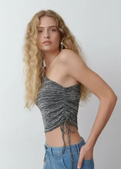 Camiseta Manga Larga Asimetrica Frunce