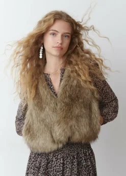 Chaleco Cropped Efecto Pelo