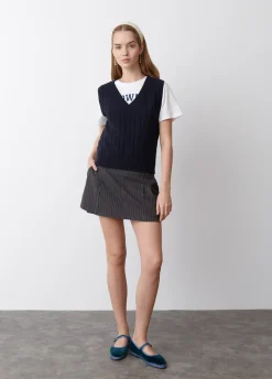 Chaleco Pico Trenzas Bordado