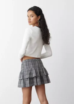 Falda Cuadros Con Lino