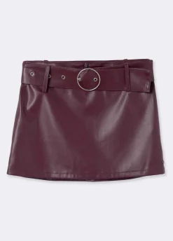 Falda Mini Efecto Piel Cinturon