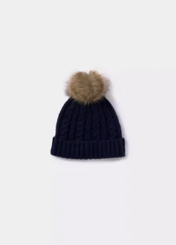 Gorro Trenza Bola Pelo