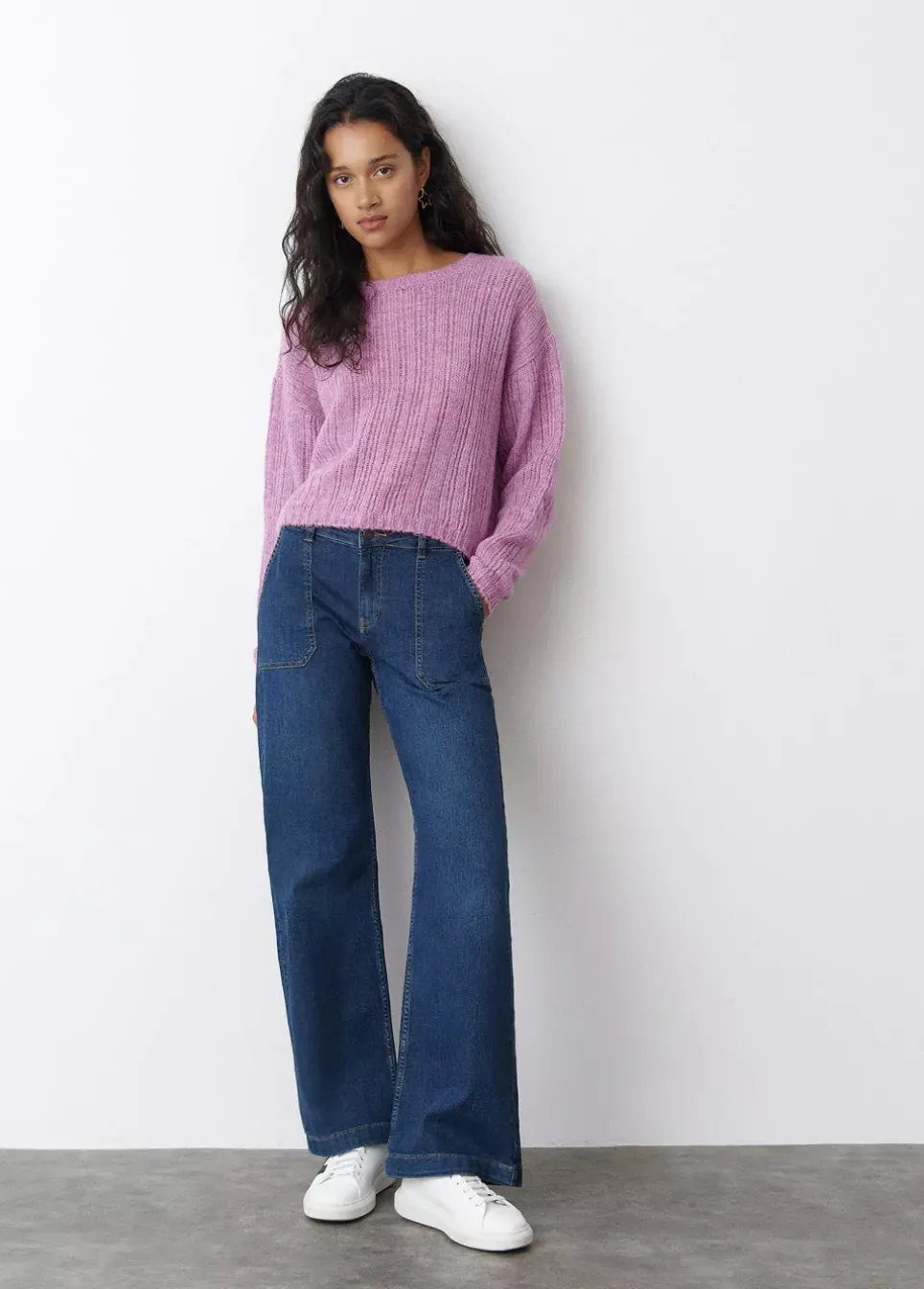 Jersey Calado Cuello Redondo Rosa