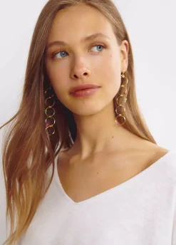 Pendientes Largo Cinco Aros Piedras