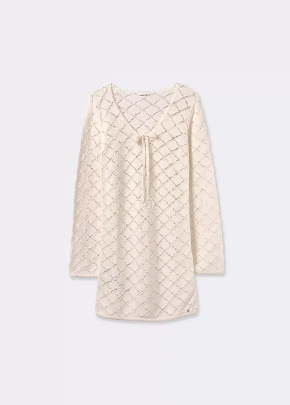 Vestido Crochet Corto Manga Larga