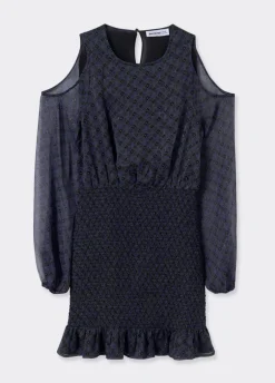 Vestido Hombros Cut Out Falda Smock